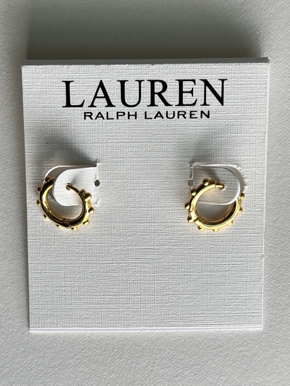 Ralph Lauren Gold Beaded Mini Hoop Earrings